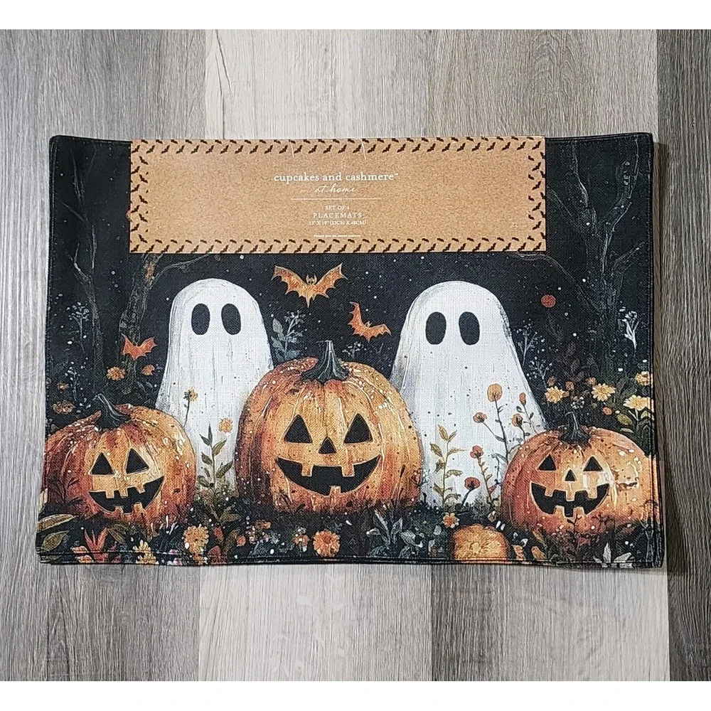 Cupcakes and Cashmere Ghosts and Pumpkins Halloween Placemats 4 Pc 13